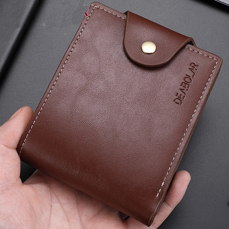 New Men Wallets Leather High Quality Zipper Short Desigh Card Holder Male Purse Fashionable Multi-card Slot 2 Fold Coin Purse