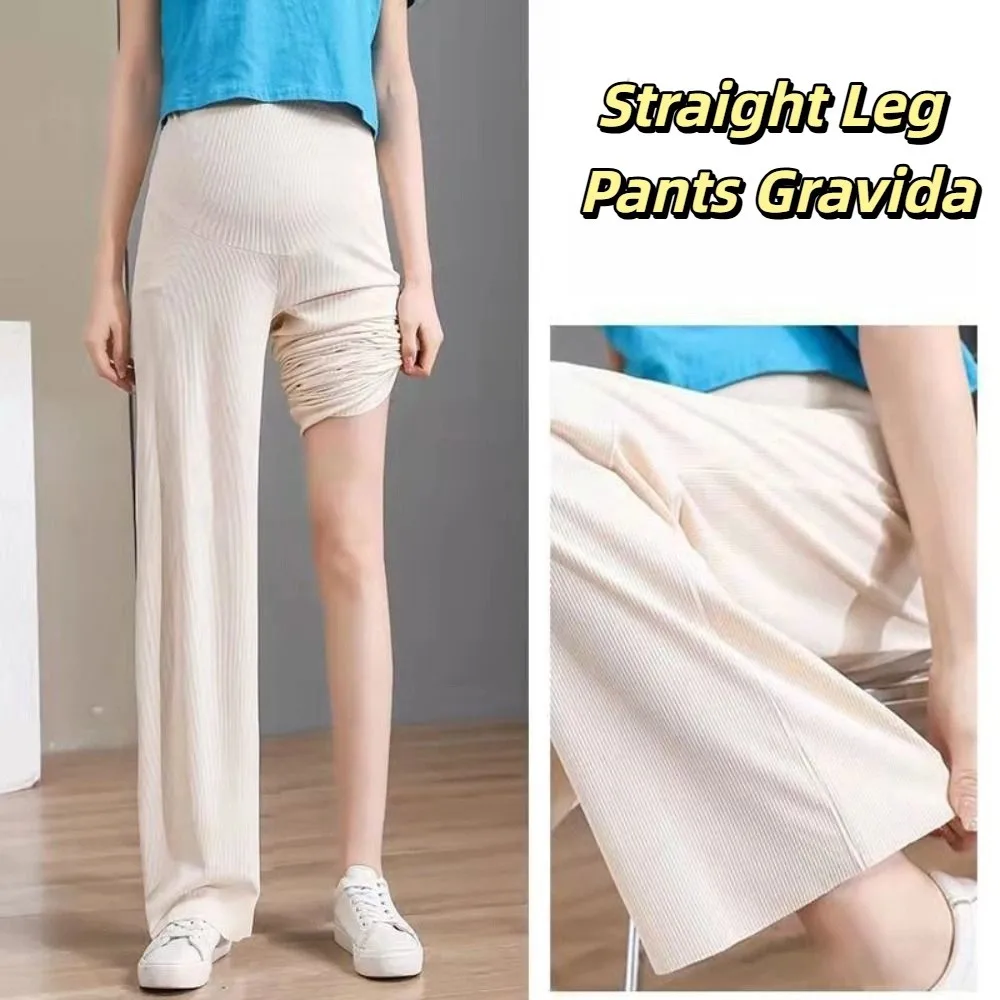 

Loose Straight Leg Pants Ice Silk High Waist Casual Pants Pregnant Workout Trousers Dropping Feeling Wide Leg Pants Woman