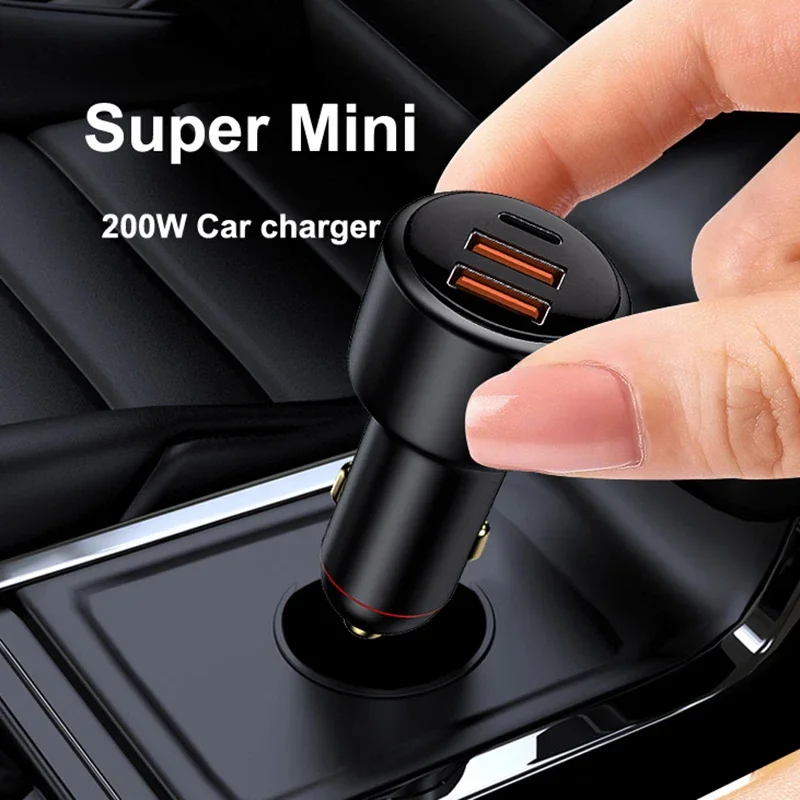 Cargador de coche USB PD de 200W, 3 puertos, carga superrápida 2,0, 100W, 65W, QC3.0, para Honor, Xiaomi, Vivo, Huawei, iPhone 14, 13Pro