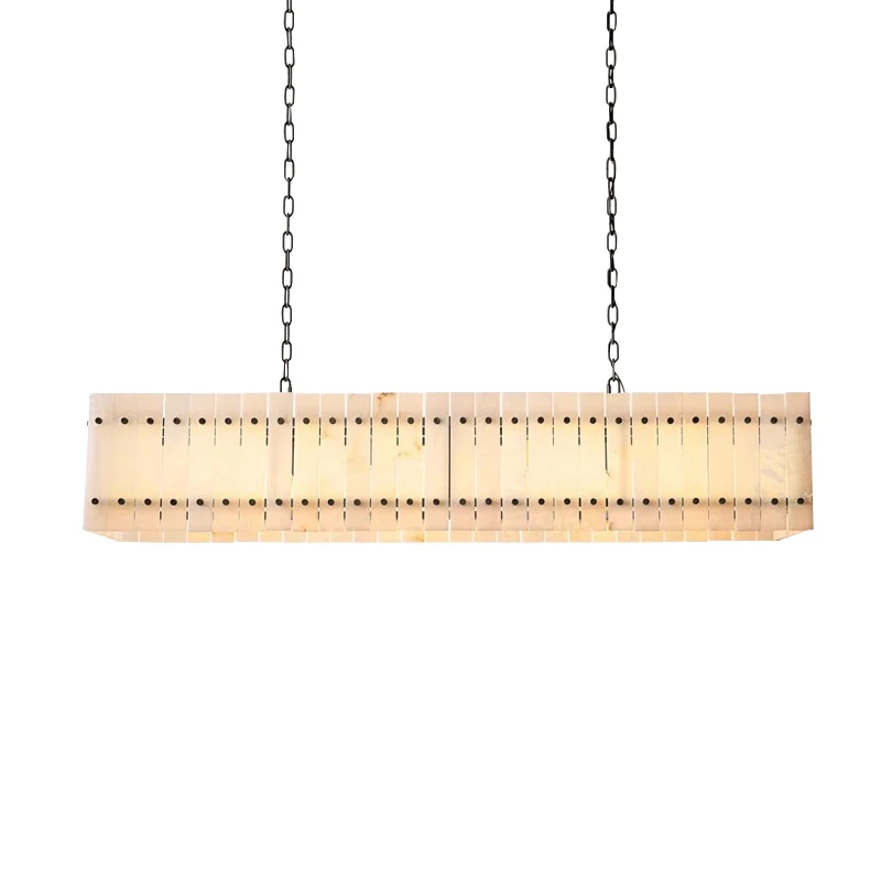 

Люстра с мраморными элементами для длинного обеденного стола, латунная подвесная лампа с камнями, элегантный светильник для бара и кухни, люстры