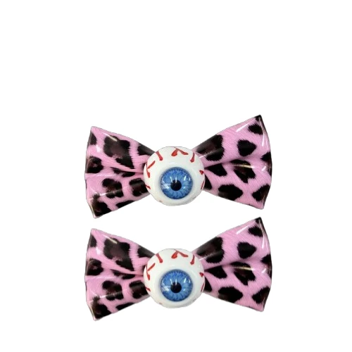 Colorful Leopard Bow Hair Clip, Creative Cosplay Accessory