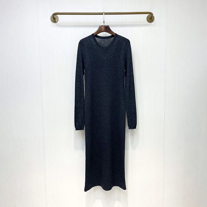 y2k fall and winter wool fake two-piece long-sleeved knit long dresses2023korean fashion Slim thin package hip Dress women