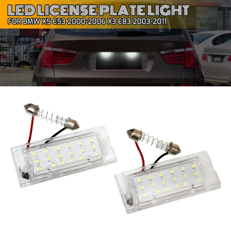 

Светодиодные фонари номерного знака для BMW X5/E53 2000-2006 X3/E83 2003-2010 с Canbus без ошибок, белые лампы номерного знака