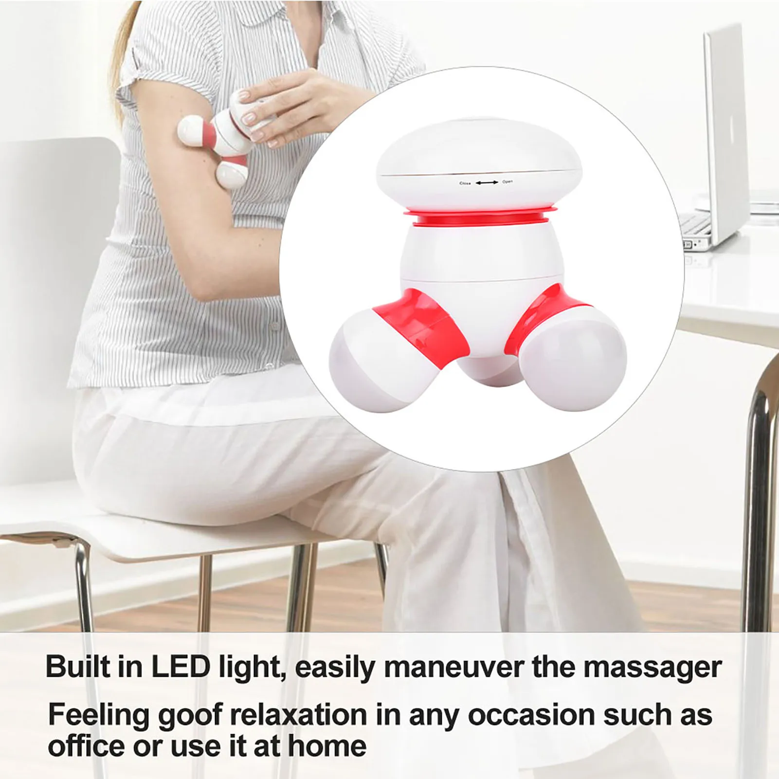 Body Massager with LED Light Electronic USB Handheld Mini Body Massager Gentle Vibration Massager with LED Light