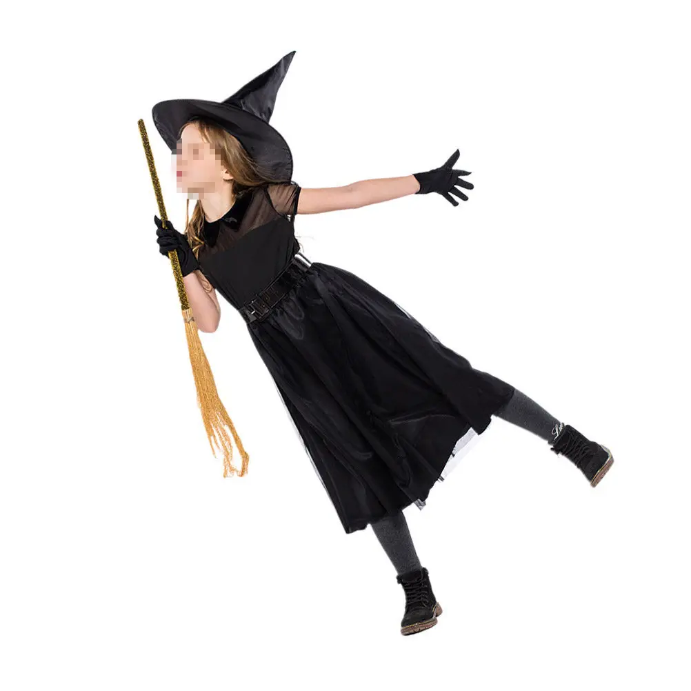 1Set Kids Witch Costume Outfit Halloween Special Occasion Soft Comfort Fit Easy on Cosplay Party Dress Classic - view 5