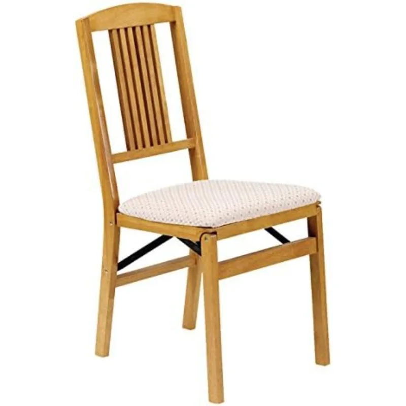 Stakmore-Chaise pliante simple Mission, ensemble de 2 chaises en chêne