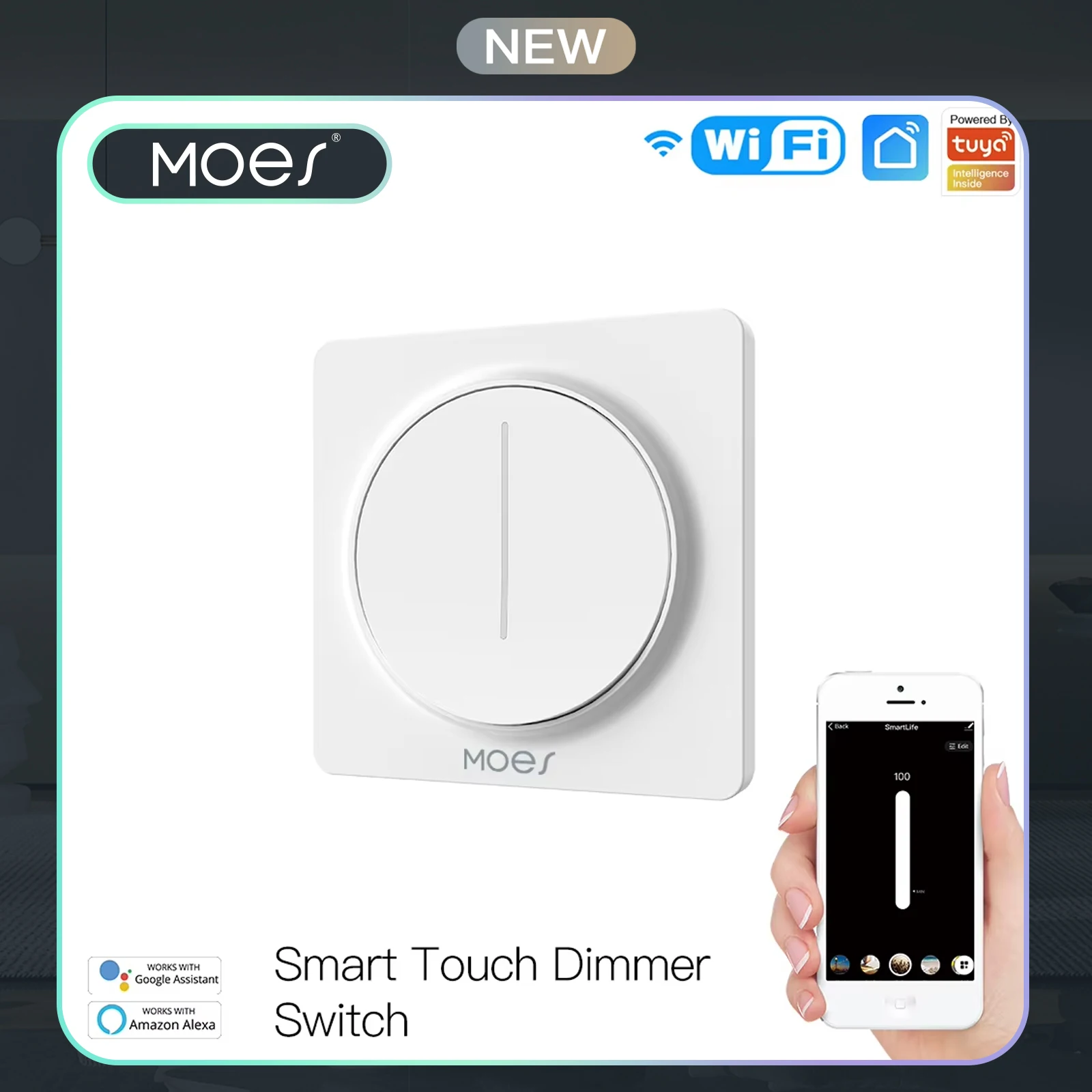 

New WiFi Smart Touch Light Dimmer Switch Smart Life/Tuya APP Remote Control Works with Alexa Google Voice Assistants EU