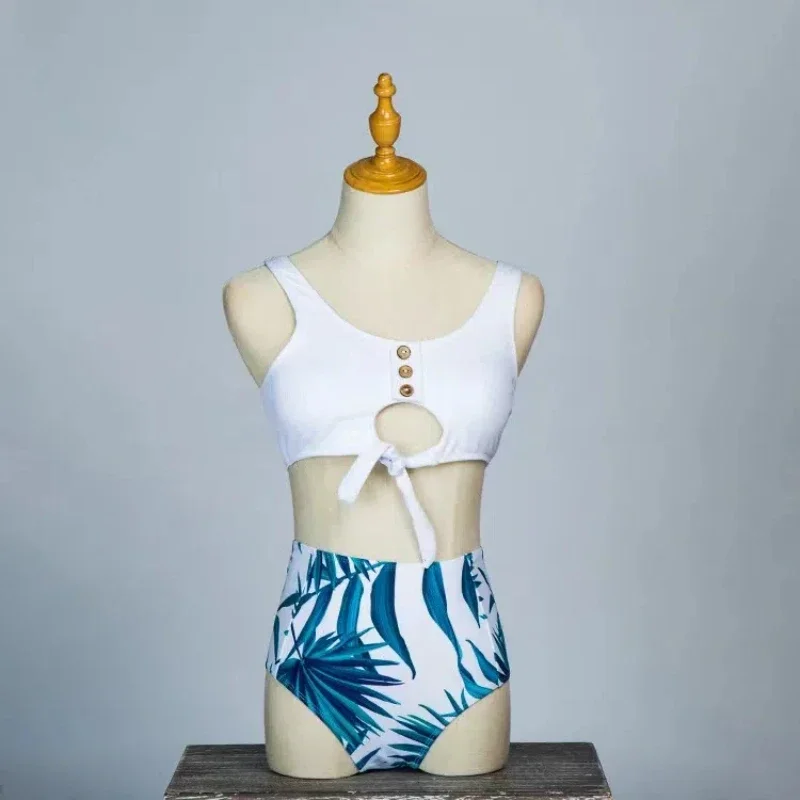 

Sexy High Waist Bikini 2024 Padded Bandeau Swimsuit Female Swimwear Women Knotted Bikinis Set Bather Beachwear Bathing Suit Pool