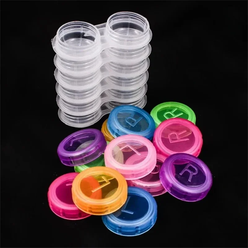 100pcs Colorful Clear Contact Lens Case Box Holder Container Soak Storage Kit For Travel Random color