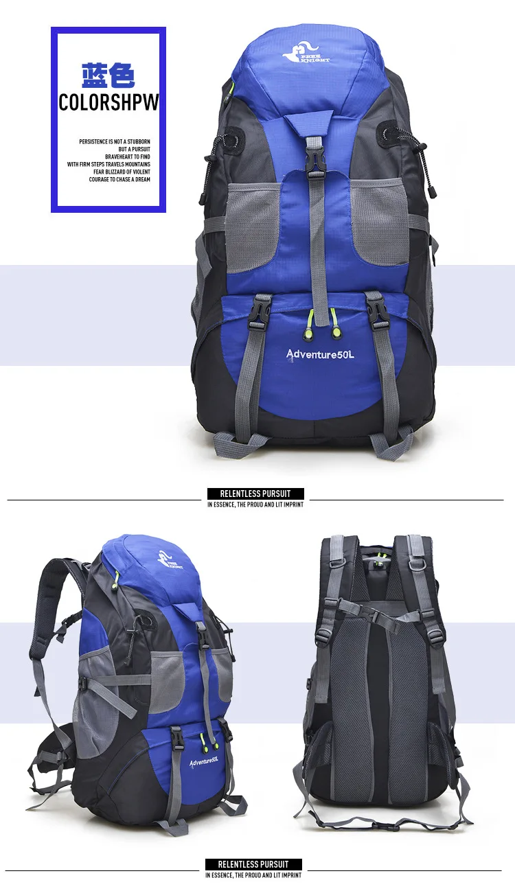 50l Wander-Trekking-Rucksack wasserfester Camping-Tages rucksack Rucksack Outdoor-Männer reisen Trekking-Kletter rucksack Free Knight – Detail 14