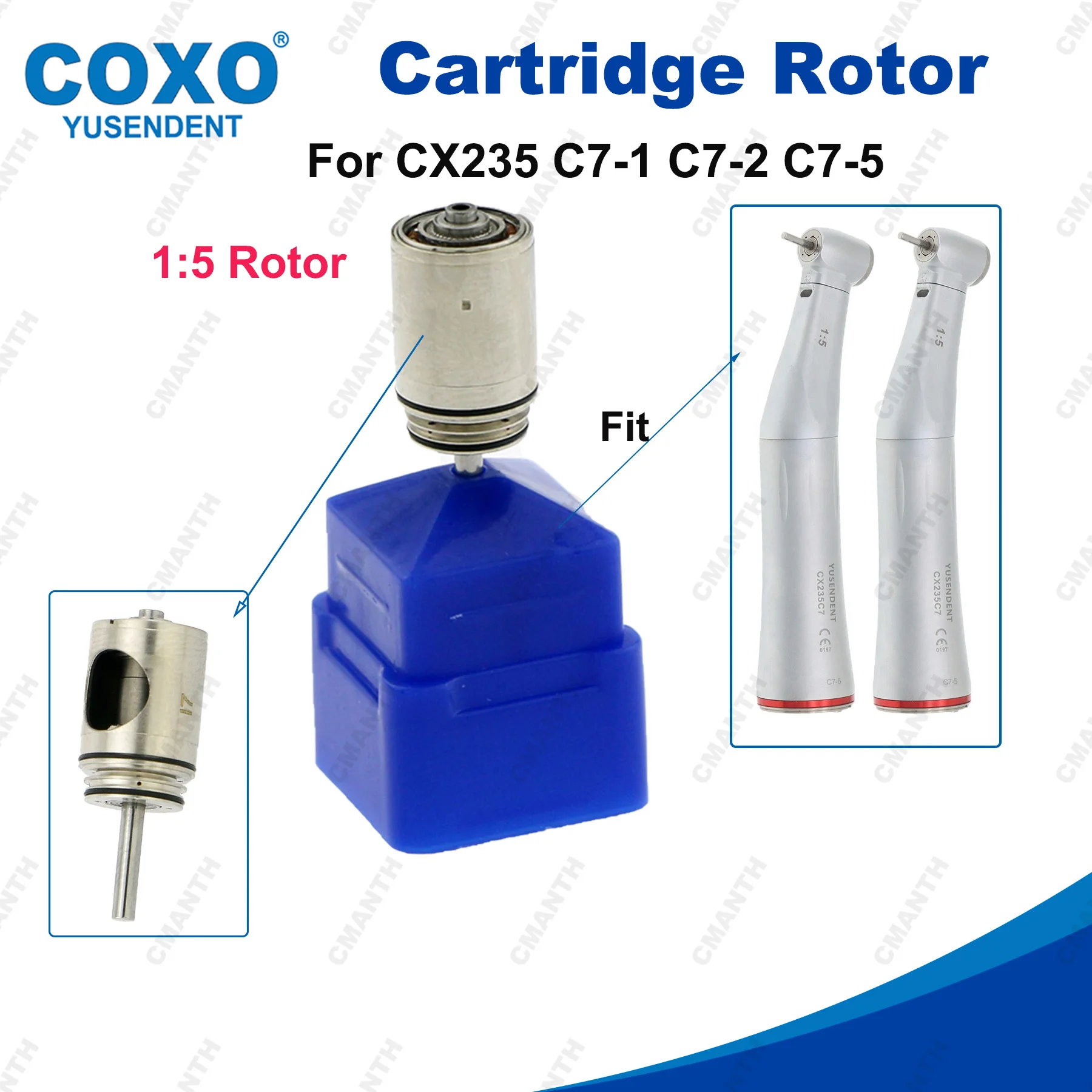 

COXO Dental Turbine Cartridge Air Rotor For 1:5 Increase Speed CX235 C7-1 C7-2 C7-5 Contra Angle Handpiece Dental Accessories