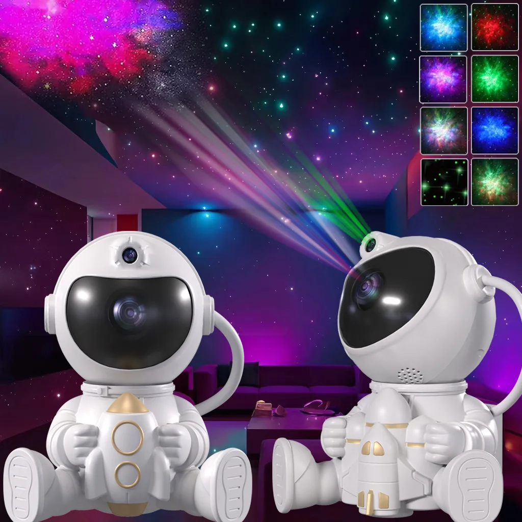 Proyector de luz LED para decoración de habitación, lámpara de astronauta, cohete, estrella, galaxias, cielo estrellado, regalo para niños