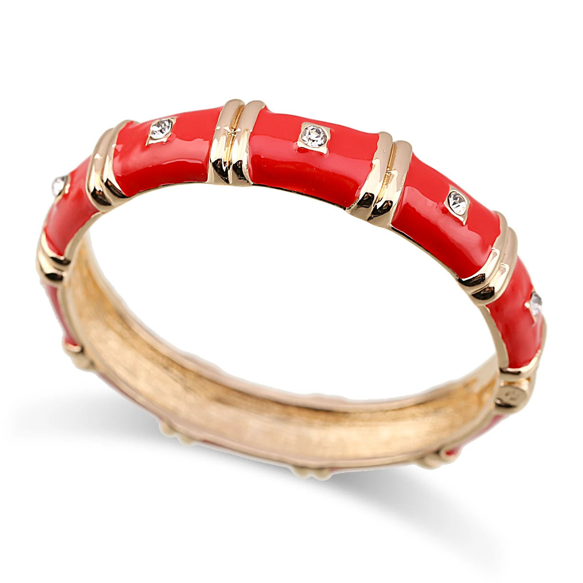 KAYMEN Summer and Autumn Women\'s Simple Round with CZ Dimonds Enameled Colorful Trendy Statement Bracelet Cuff Bangle Jewelry