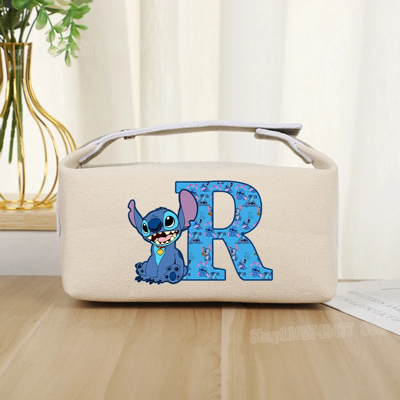 2024 New letter Makeup Bag Cartoon Disney Stitch Cosmetic Bag Skincare and Toiletry Storage Bag Bathroom Travel Portable Handbag