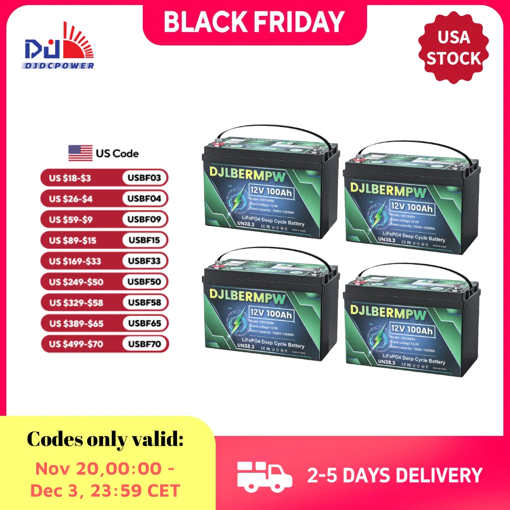 

DJLBERMPW 4 упаковки LiFePO4 аккумулятор 12-48 В 100 Ач солнечная система домашние литий-железо-фосфатные батареи для гольф-каров на колесах