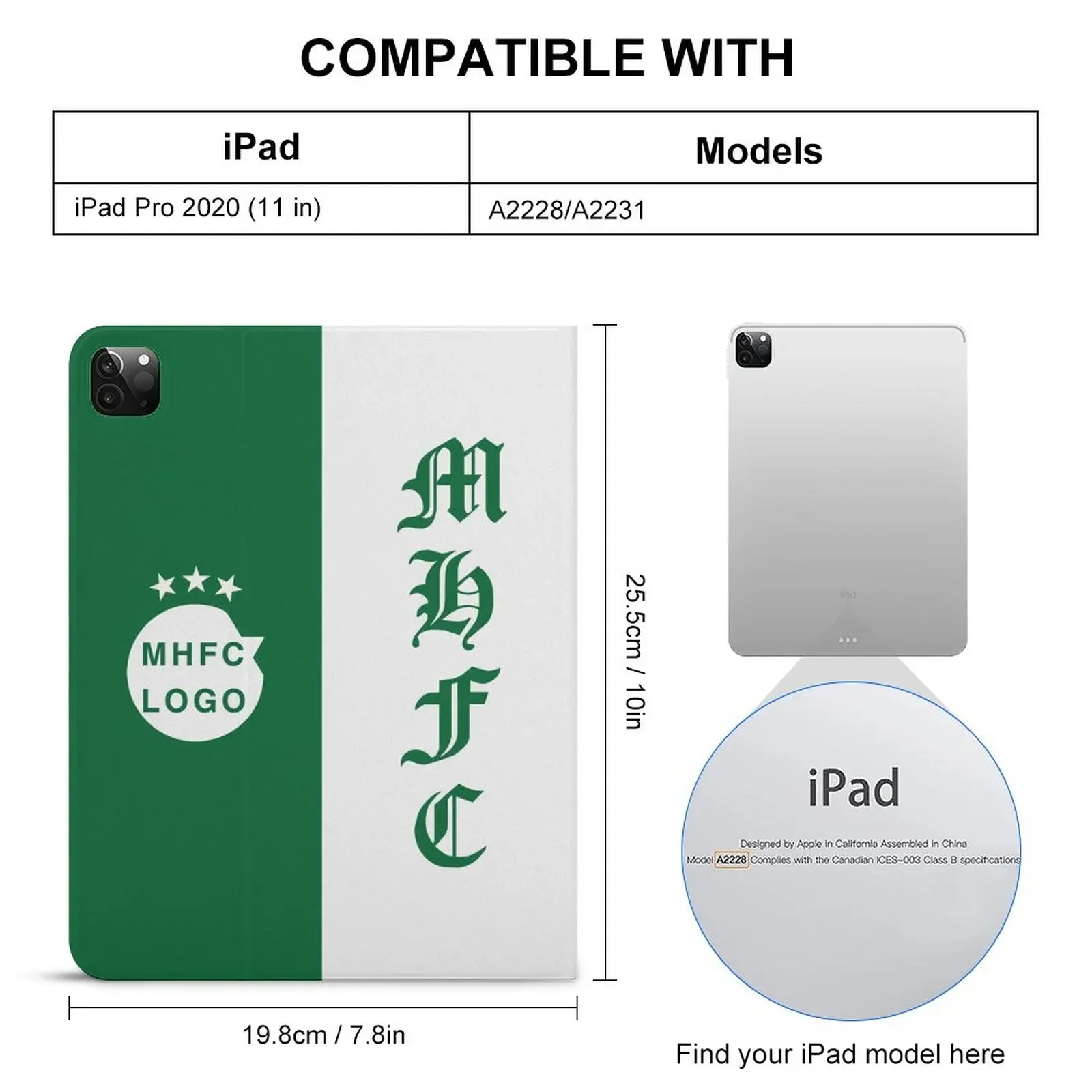 Capa para tablet para iPad, Suporte, Slot para Cartão, Fundo e Pen, Israel Maccabi Haifa, MHFC, iPad