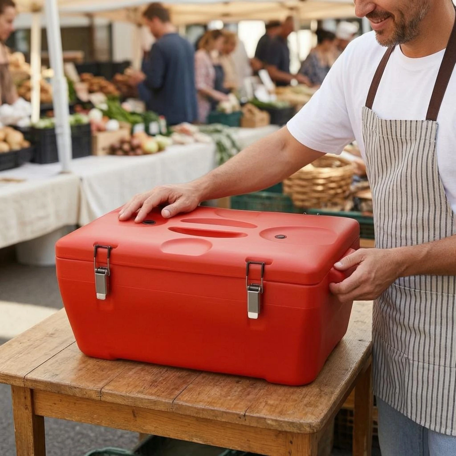 

Insulated Food Storage Box Metal Latches Hot and Cold Food Carrier Insulated Hot Box Commercial Easy to Clean