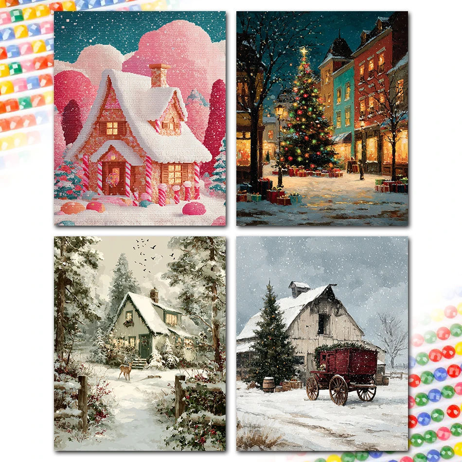 2026 5D Diamant-Malerei-Set Weihnachtsbaum Landschaft Haus Diamantkunst Zubehör Stickerei Kreuzstich-Sets Diamant-Mosaik