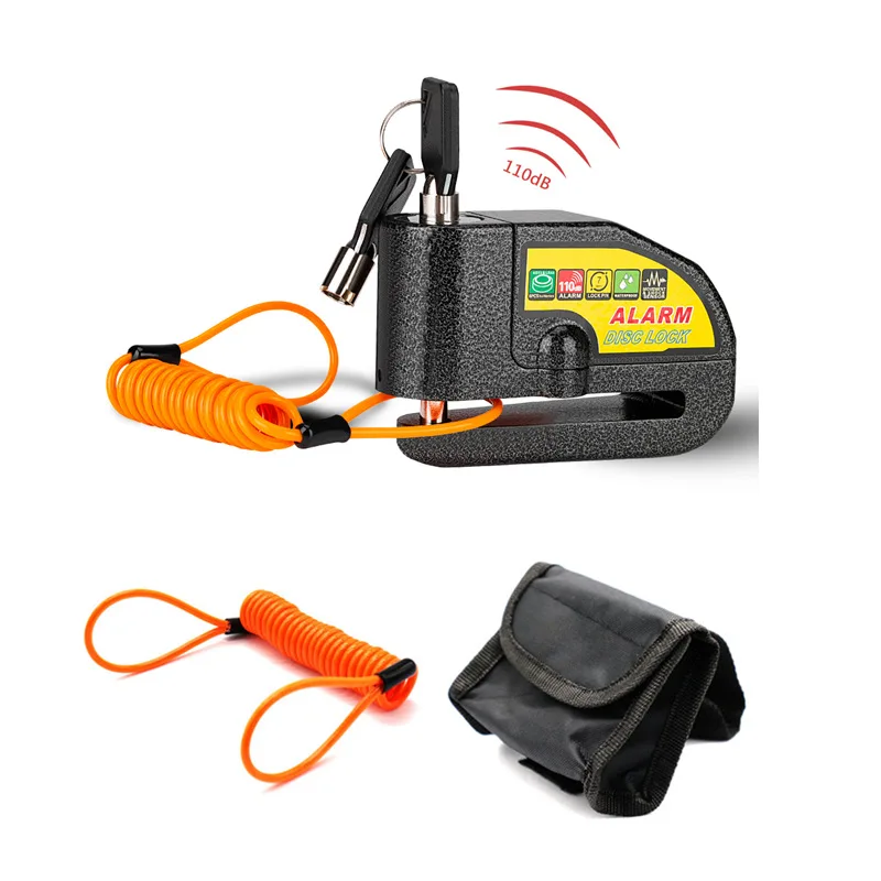 

Мотоциклетный противоугонный замок с сигнализацией, дисковый замок для колес, 110 дБ, водонепроницаемый, на батарейках