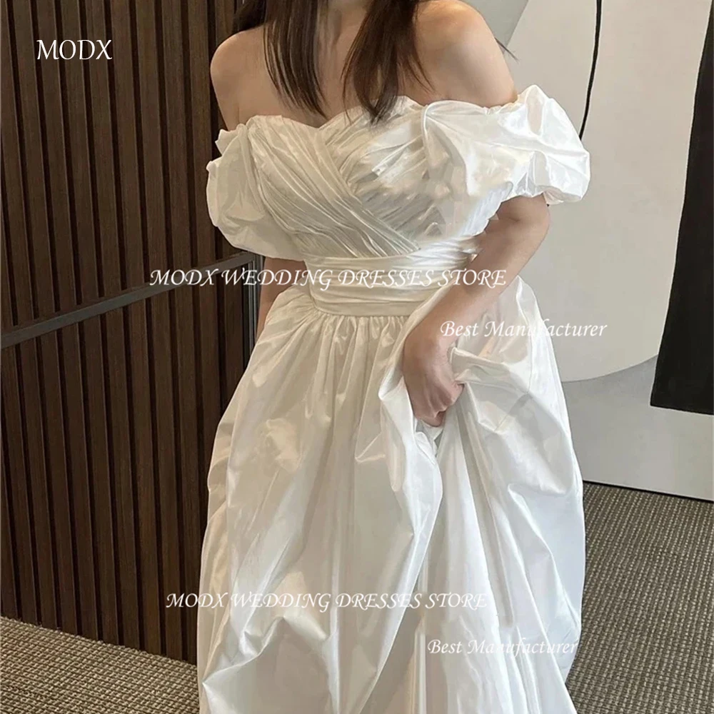 MODX Modest Simple Korea Wedding Dresses Photo Shoot Off Shoulder Sweetheart Belt  Bridal Gowns Robe  mariage Formal Party Dress