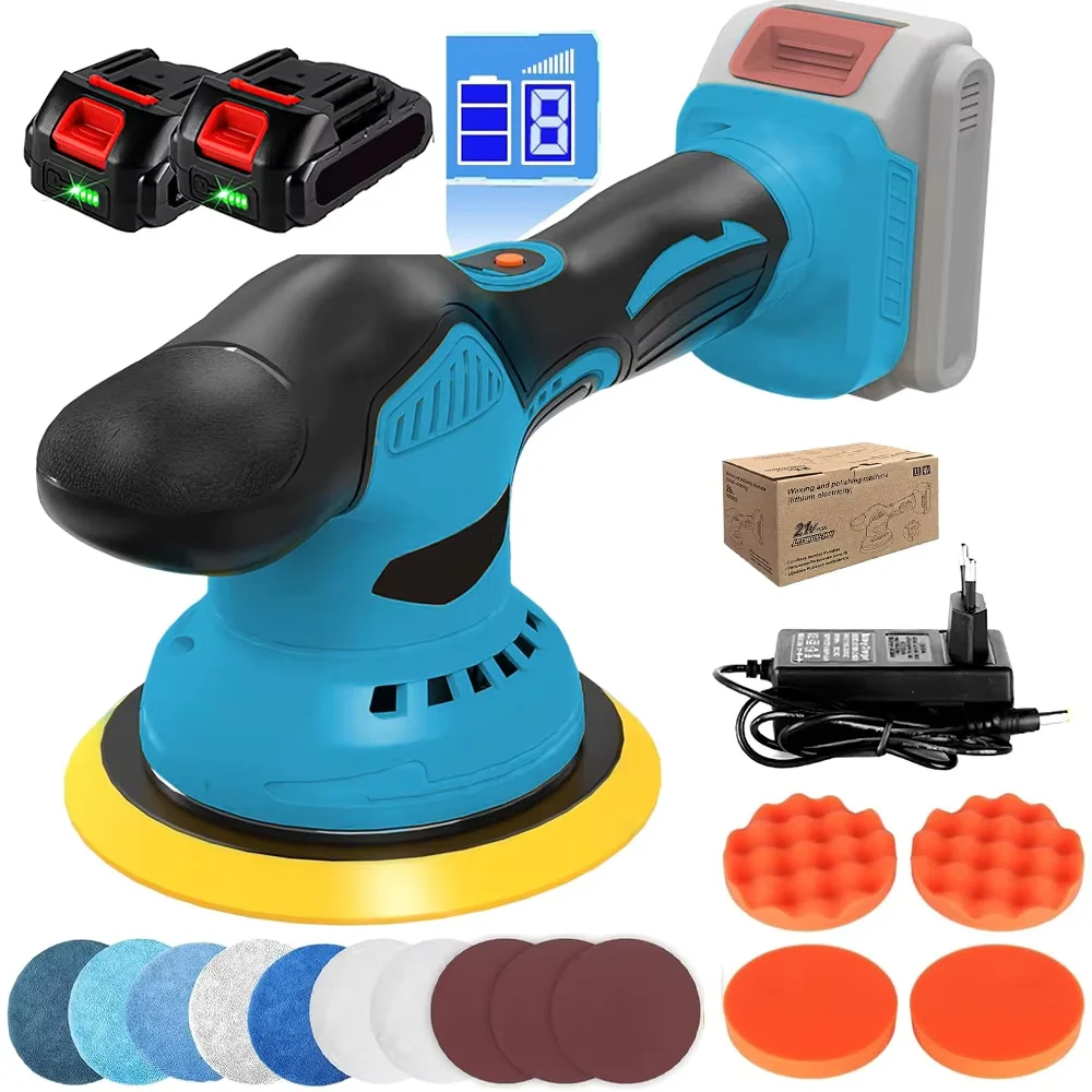 Lucidatrice portatile ricaricabile con 8 velocità, 5500 giri/min, senza fili, per la lucidatura di auto, utensile elettrico rotante, compatibile con batteria Makita 18V.