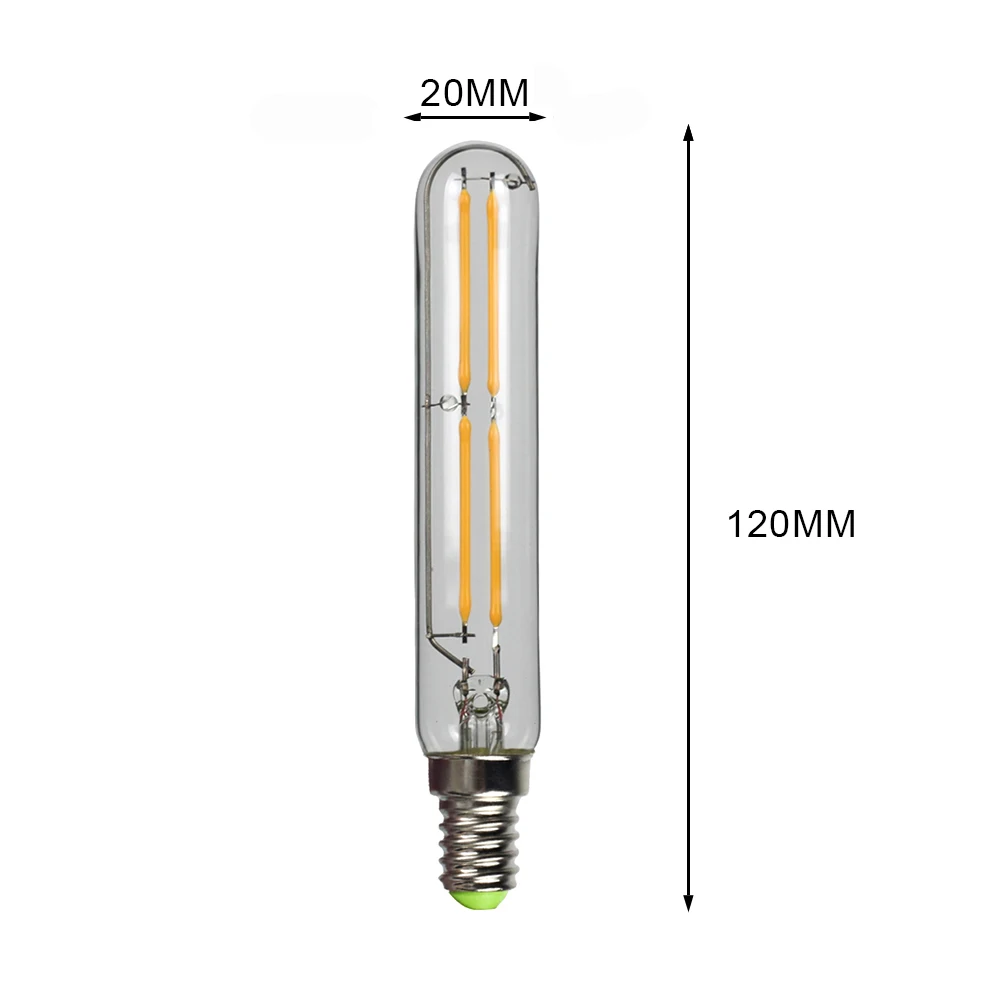 TIANFAN 2-Pack Vintage Led Bulb Tubular T20 4W Warm White Small Edsion Screw Base E14 Decorative Edison Bulb