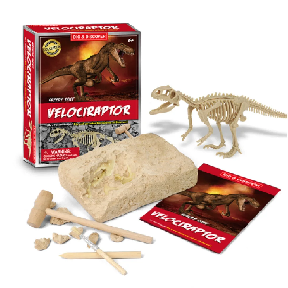 VELOCIRAPTOR Dinosaur Fossil Dig Kit Jurassic Dinosaure World Archeology Toys Children Dinosaurios de Juguete Gift for Kids