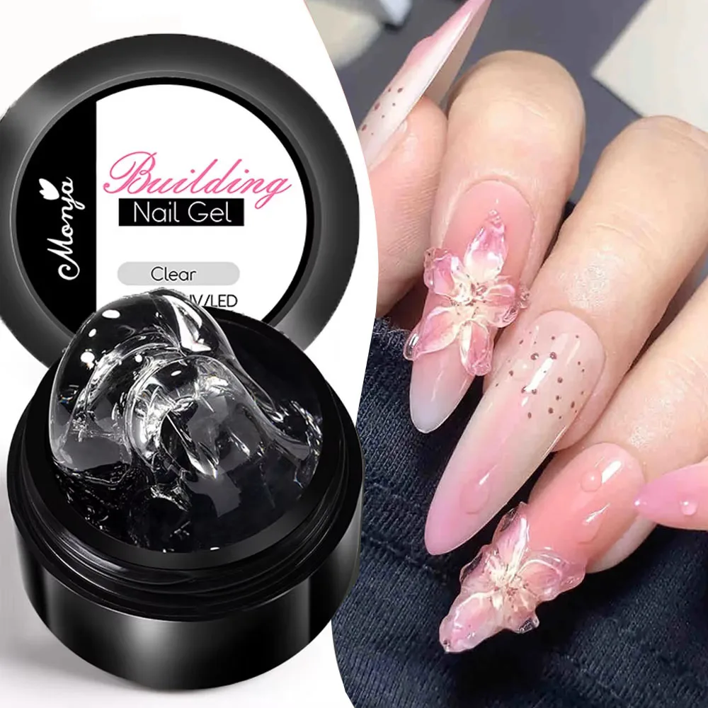 

15ml Clear Non Stick Hand Extension Gel Nail Polish for 3D Shaping Nail Art Solid Milky Jelly Hard Gel for Fake Nail Design