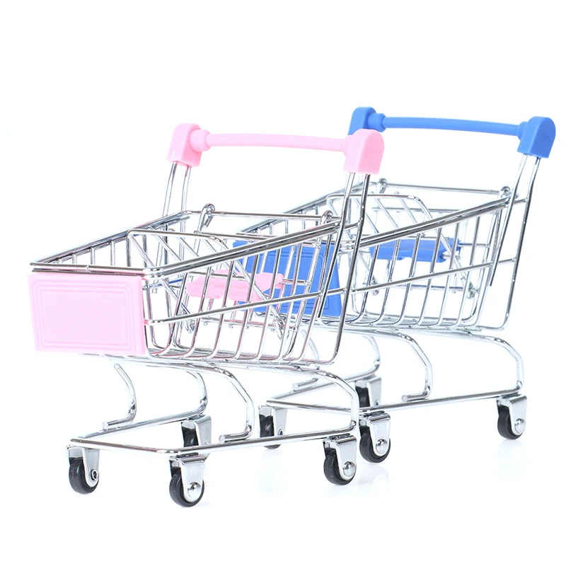 1 Pcs Dollhouse Miniature Shopping Cart Supermarket Handcart Shopping Cart Model Furniture Accessories For Doll House Decor Toys