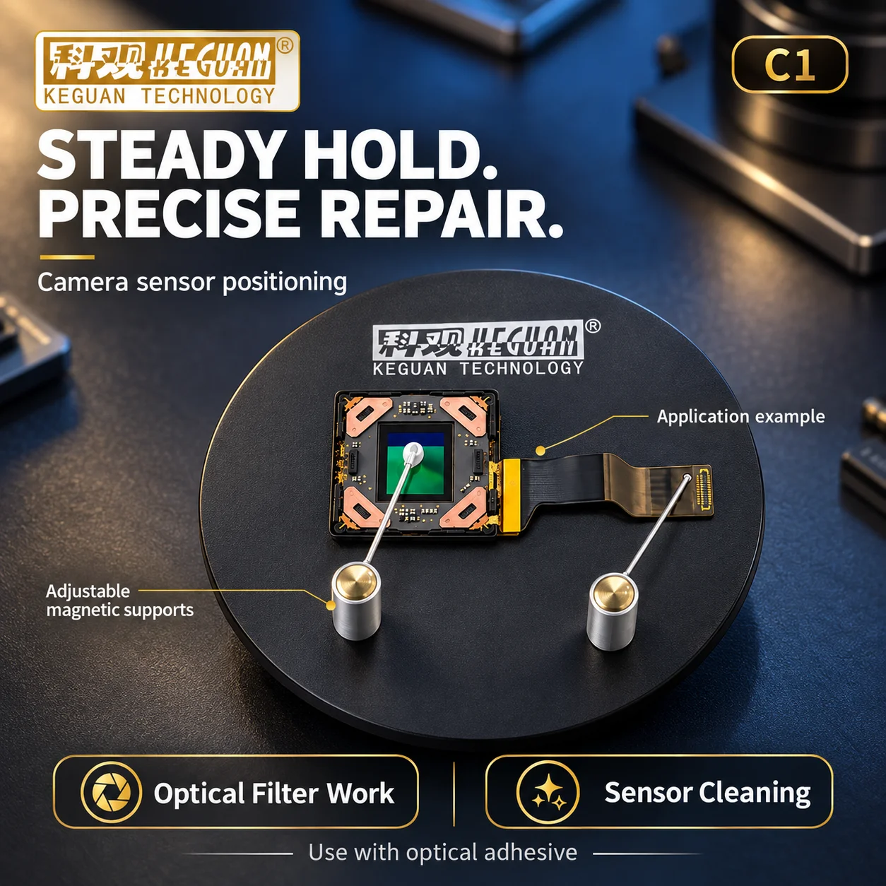 KEGUAN C1 Camera Chip Fixing Suction Cup Magnetic Positioning Holder for Phone Sensor Cleaning and Optical Filter Repair