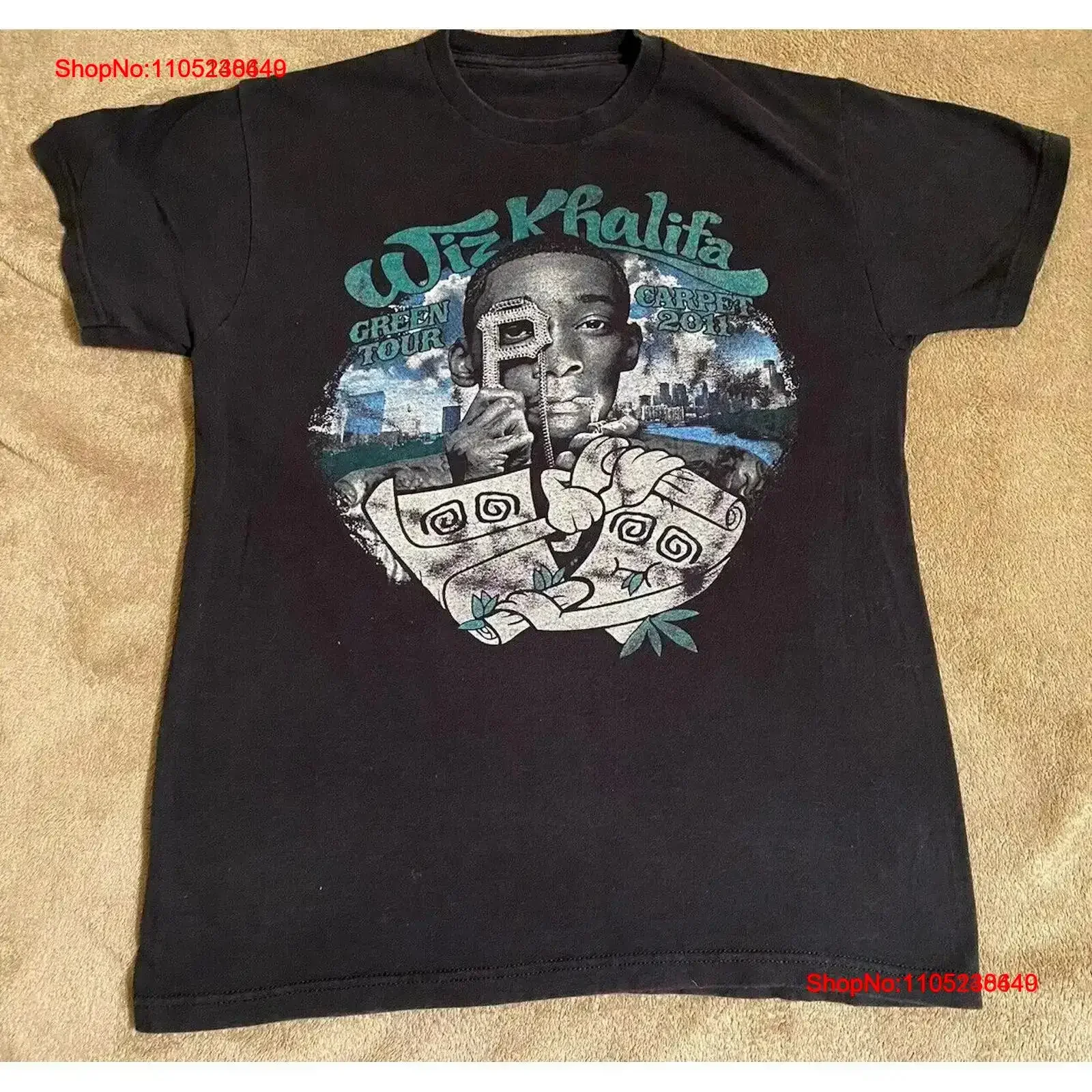 

Wiz Khalifa Green Tour Carpet Short T Shirt Cotton QX650 vintage Washed fashion Top For Everyday Wear Breathable vintage