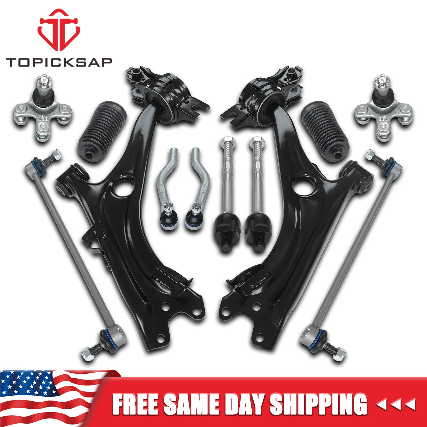 

TOPICKSAP 10Pcs Control Arms Outer Inner Tie Rods Sway Bar End Links Set for HONDA CIVIC 2016-2019 RK623650 RK623649