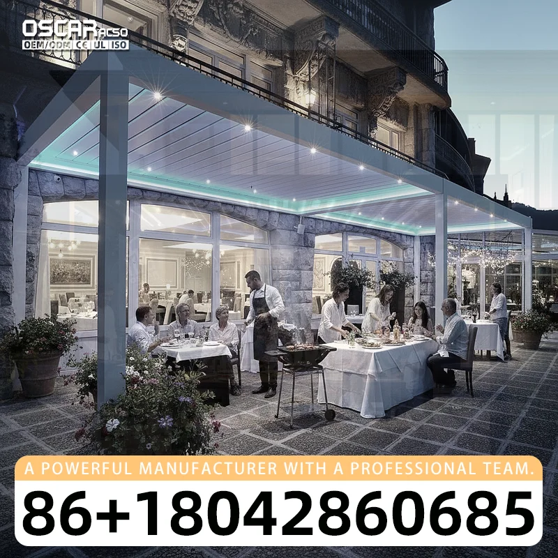 Environmentally Friendly BioClimatic Aluminum Pergola Gazebo with Rain Wind Sensor Customizable Sizes for Garden Patio Backyard