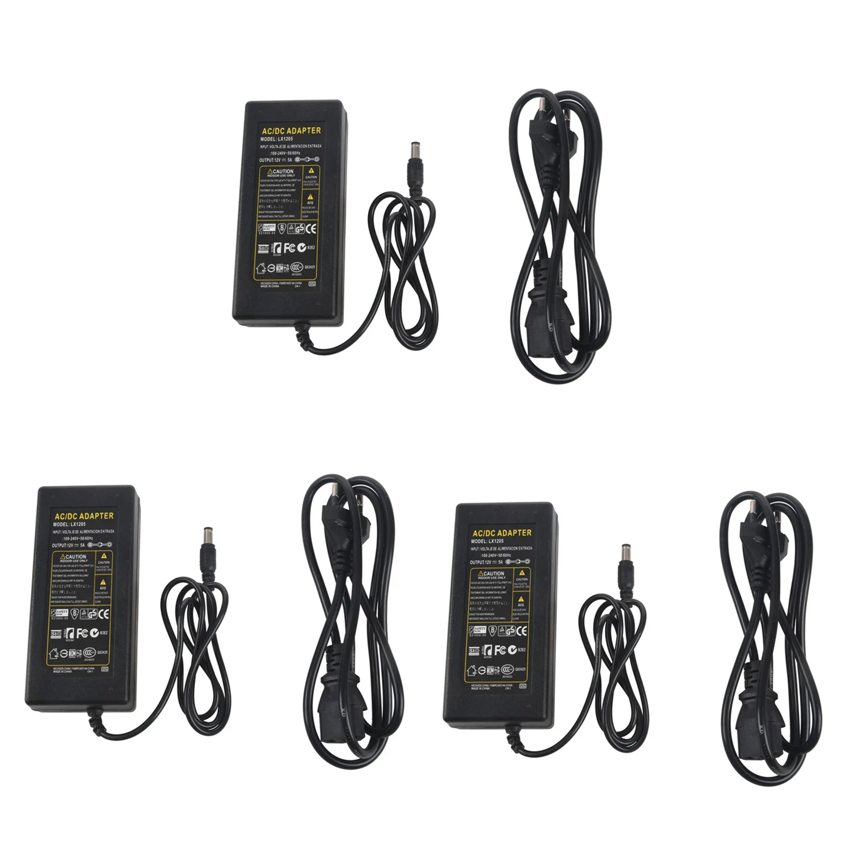 LICE-3X 12V 5A 60W 電源アダプタ LED ライトストリップ RGB SMD 3528 5050 用