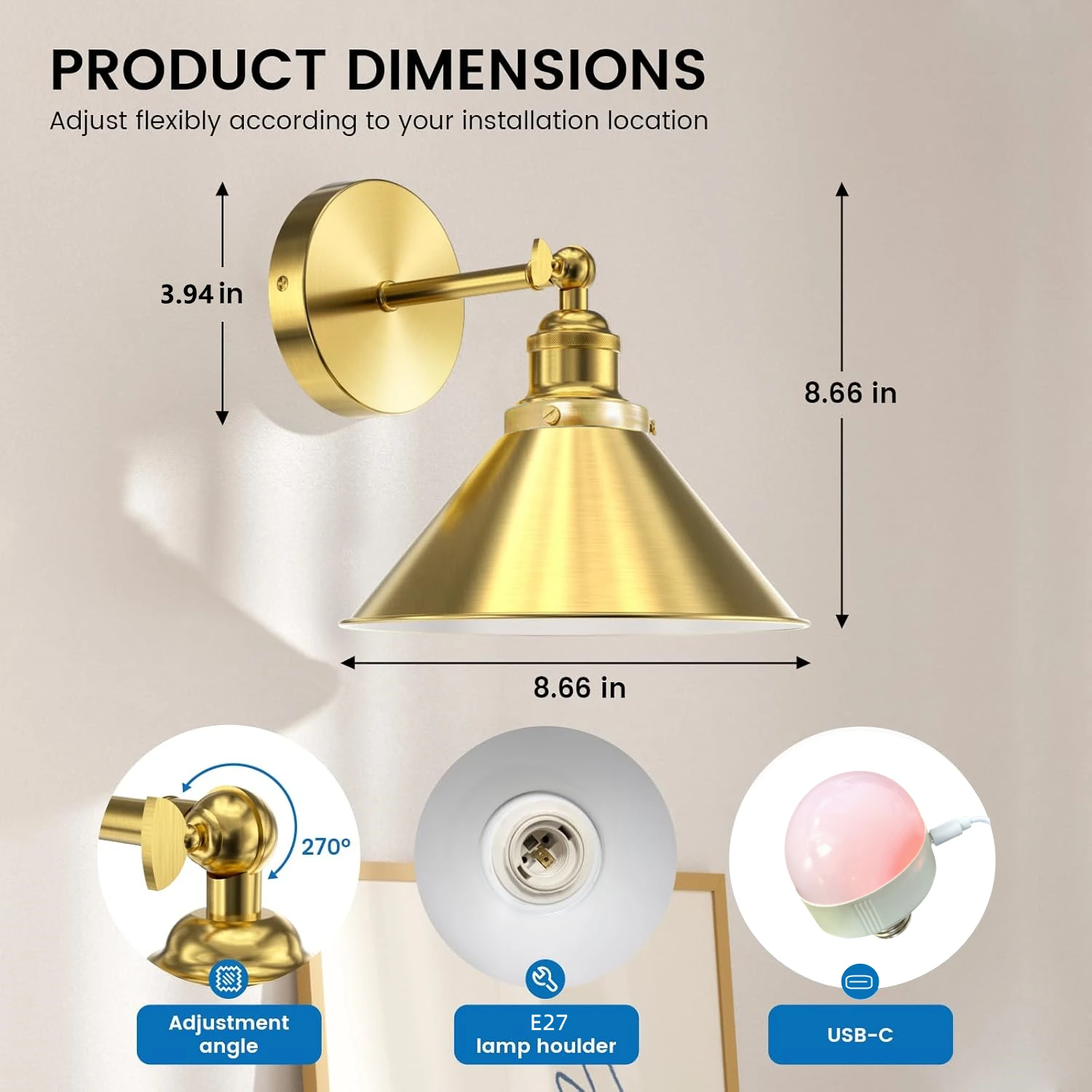 Lámpara de pared con pilas recargable sin cables con 15 bombillas Rgb regulables y extraíbles y control remoto 2770 °