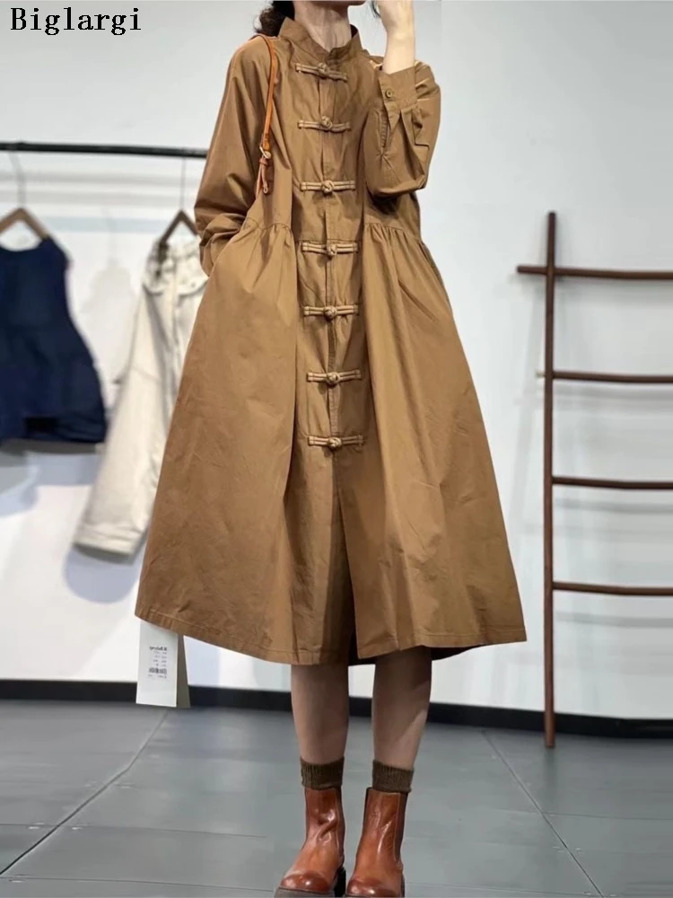 Oversized Spring Shirt Dress Women Ruffle Pleated Loose Fashion Ladies Long A-Line Dresses Long Sleeve Casual Woman Dress