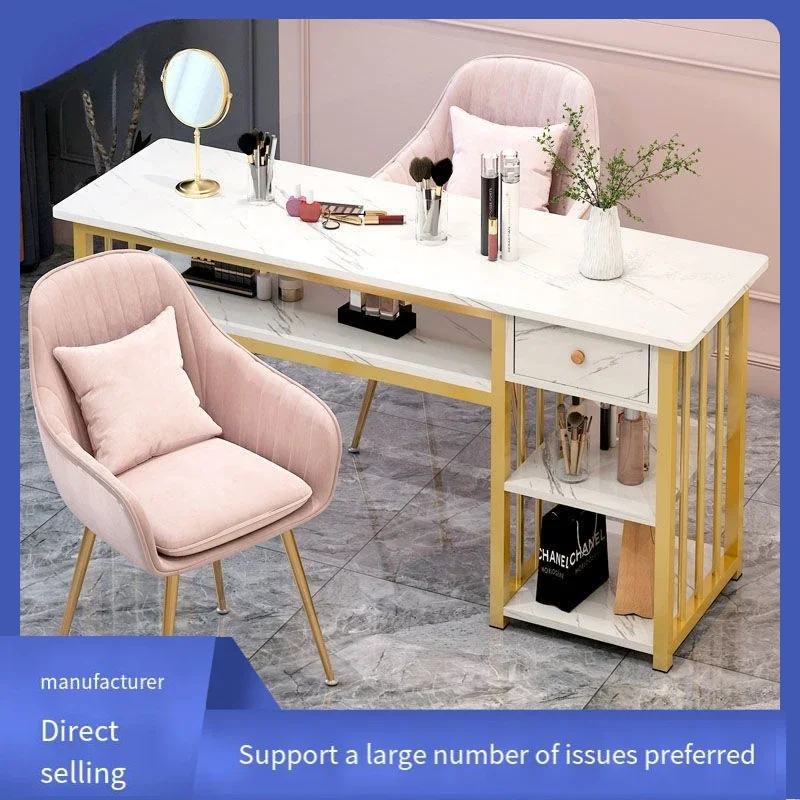 Cheap Cheap Beauty Manicure Pedicure Table Nail Salon Furniture Modern Desk Pink Nail Bar Table And Chairs Sets Private Label