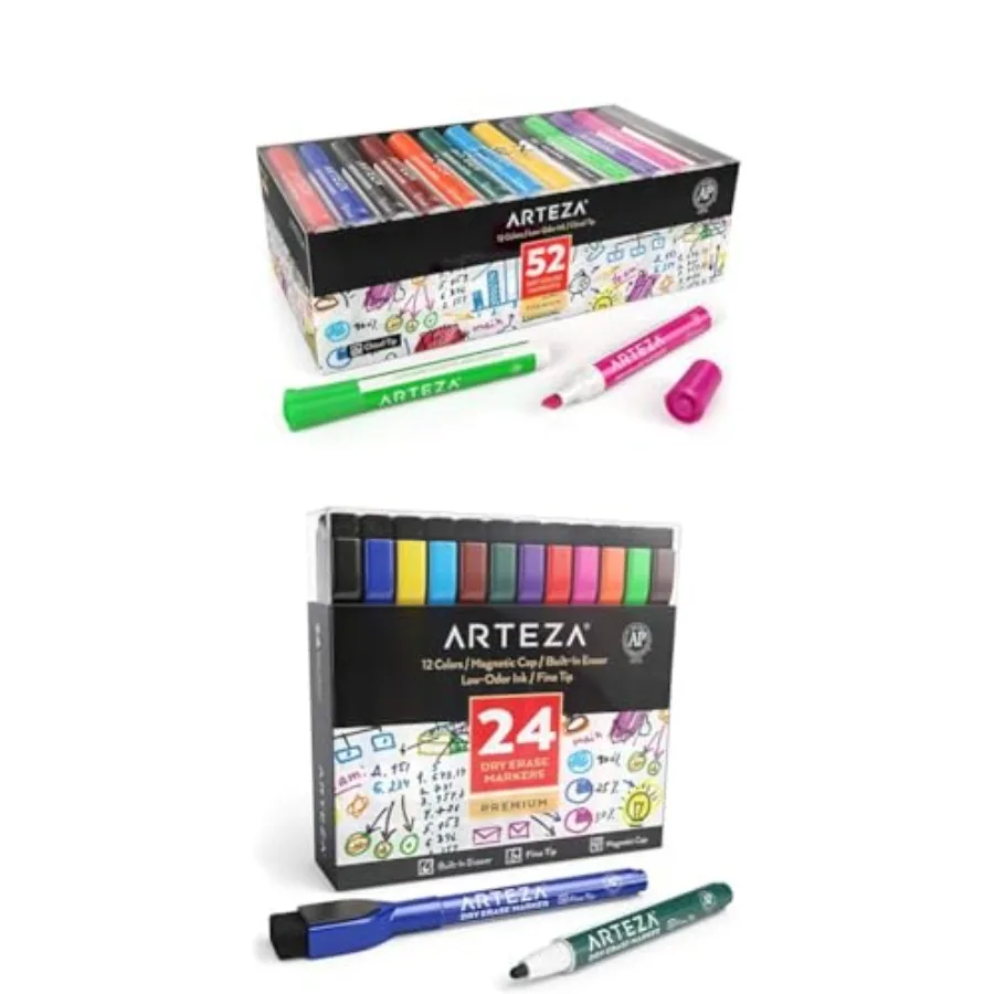 

Dry Erase Markers, Bulk Pack of 52 and Fine Tip Dry Erase Markers with Eraser Pack of 24 Magnetic Dry Erase Pens
