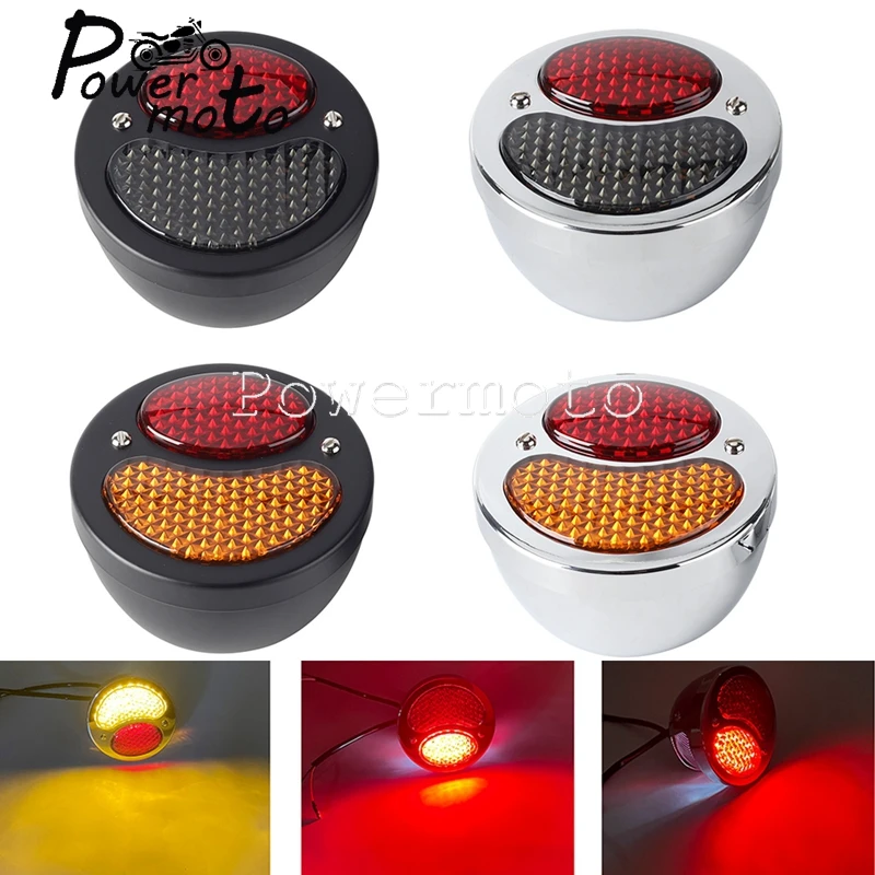 

Motorcycle Retro LED Taillight Brake Turn Signal Runing Integration Tail Lights For Chopper Bobber Cafe Racer Cruiser Custom