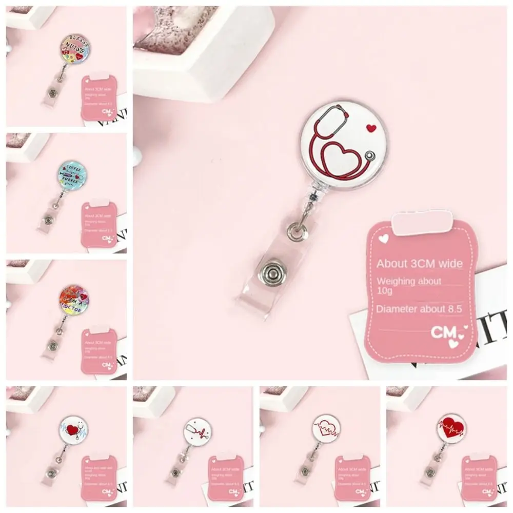 Easy To Pull Buckle Nurse Retractable Badge Reel ID Card Accessories Simplicity Nurse ID Card Clips Fashion Cute