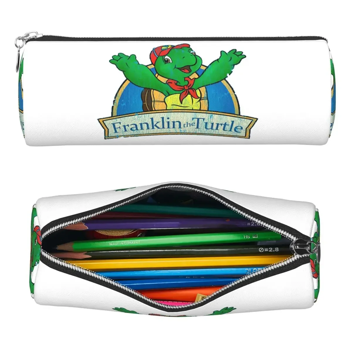 Vintage Franklin The Turtle Pencil Cases Pencil Pouch Cylinder Pen Box Pencil Bag for Students School