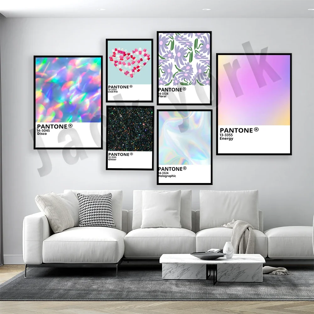 Pantone Prints, Flower Market Inspired Pantone, Glitter, Pantone Energy Holographic Gradient Prints Wall Art Posters, Prep Print