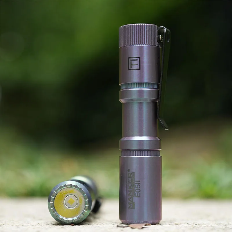 Manker E05 II Compact EDC Flashlight,High Density White LED Emitter 1300 Lumens，14500/AA Battery，Ti-Colorful Micro-Arc Oxidation