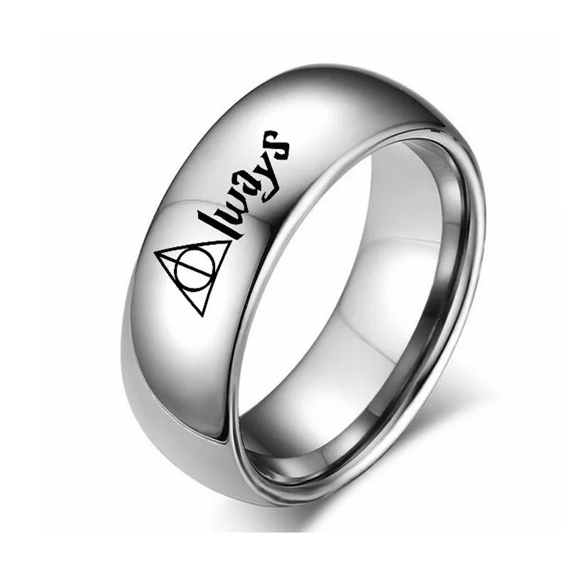 Academy of Magic Harries and Deathly Hallows Potters Ring ALWAYS Ring Couples Ring Titanium Steel Male and Female Pairs Ring