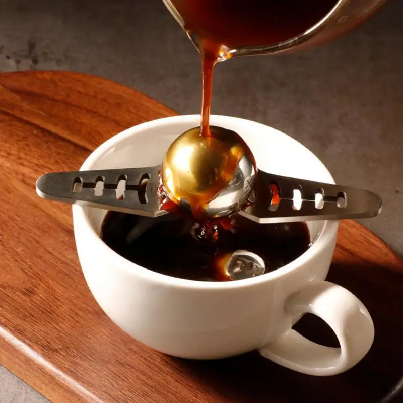 Solid Stainless Steel Coffee Ball Reusable Coffee Ice Ball Retain Fragrance With Support Bracket Cooling Ball For Home Use