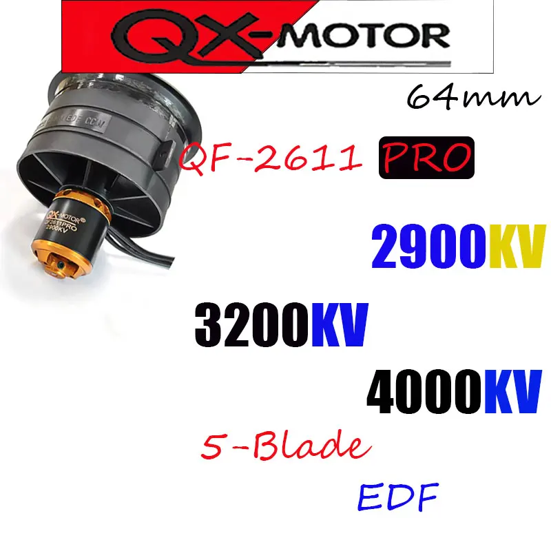 QX-MOTOR 2900KV 64mm 3200/4000KV QF2611 PRO 5 aspas EDF ventilador con conductos CW/CCW Motor sin escobillas para pieza de avión a reacción RC