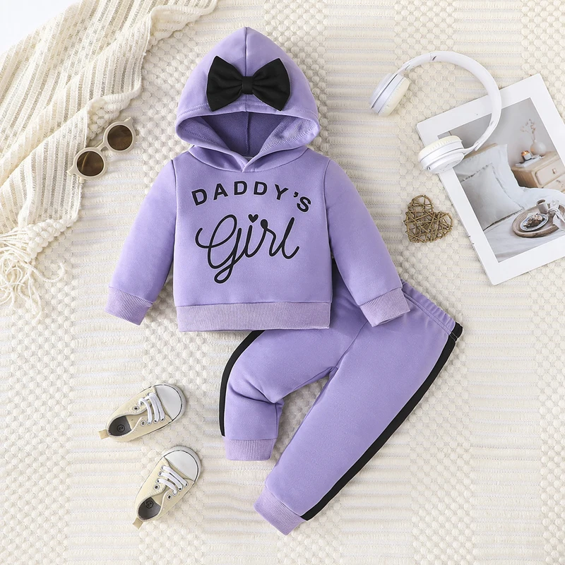 IYEAL 2025 Spring and Autumn New Product Casual Fashion Letter Pattern Bow Decoration Hoodie+Pants 2-piece Set