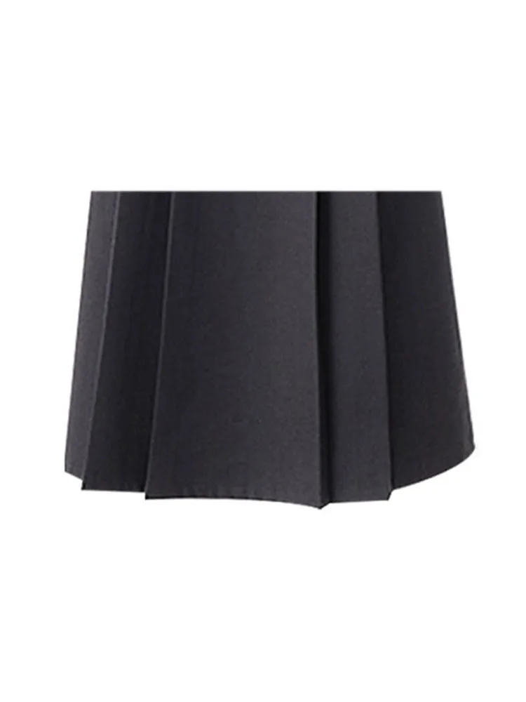 Women Grey Skirts Vintage High Waist Pleated Long Skirt Female 2022 Autumn Japanese Fashion A-Line Skirt College Style Harajuku