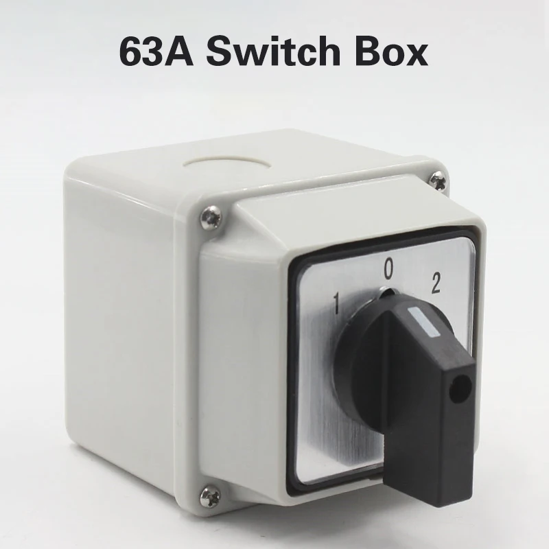 63A 3-position 2-pole Universal Switch selector switch rotary cam switch with waterproof and dustproof sealed box cam switch 63A