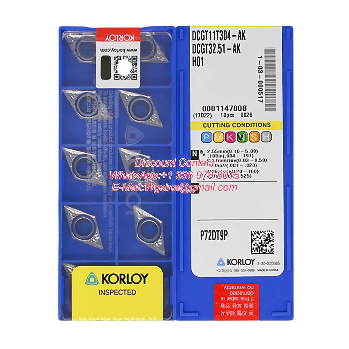 Korloy Original DCGT Carbide Turning Insert 0702 11T3 AK AKC H01 Aluminum Processing CNC Lathe Tool 10pcs